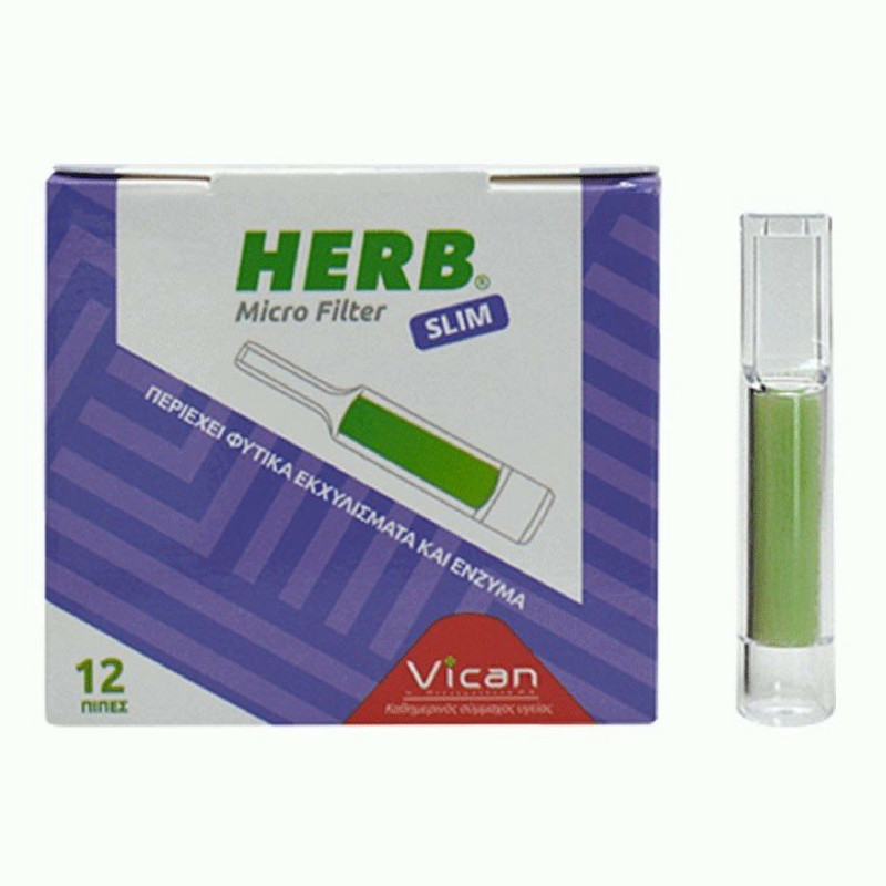 HERB Micro Filter Slim Πίπες με φίλτρο από φυτικά εκχυλίσματα και ένζυμα 12 τεμάχια