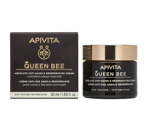 Apivita Queen Bee Absolute Anti Aging & Regenerating Cream Κρέμα Προσώπου Απόλυτης Αντιγήρανσης και Αναγέννησης Πλούσιας Υφής, 50ml