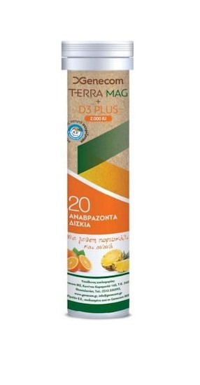 Genecom Terra Mag & D3 Plus Orange Pineapple 20 αναβράζοντα δισκία