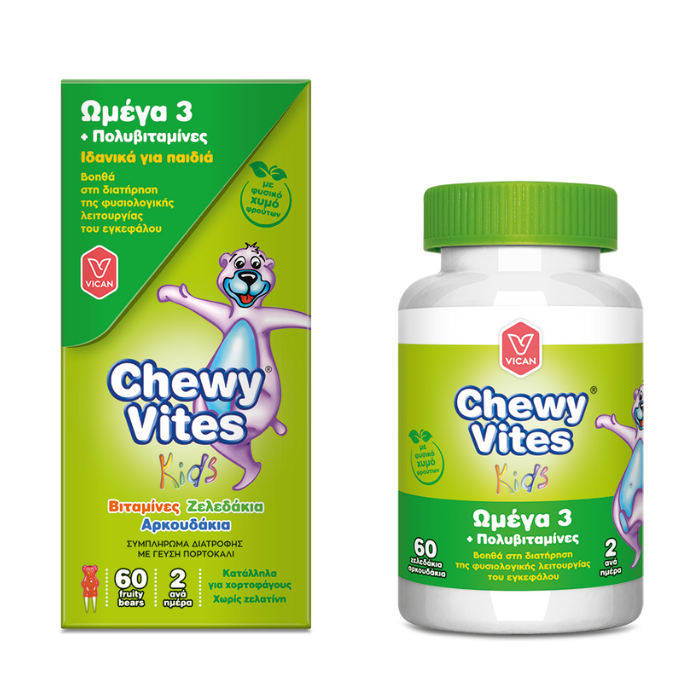 VICAN Chewy Vites Kids Ωμέγα 3 και Πολυβιταμίνες 60 Τεμάχια